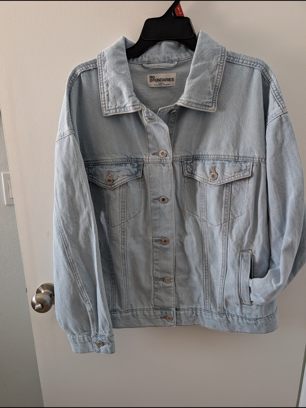 No Boundaries Light Blue Oversized Denim Jacket - Women's